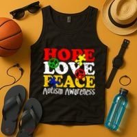 Hope Love Peace Autism Tank Top thumb 4