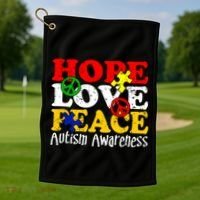 Hope Love Peace Autism Golf Towel thumb 1
