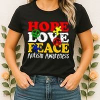 Hope Love Peace Autism Women's T-Shirt thumb 2