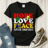 Hope Love Peace Autism Women's T-Shirt thumb 3
