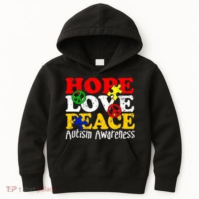Hope Love Peace Autism Kids Hoodie