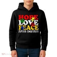 Hope Love Peace Autism Kids Hoodie thumb 4