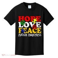 Hope Love Peace Autism Kids T-Shirt thumb 0
