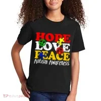 Hope Love Peace Autism Kids T-Shirt thumb 2