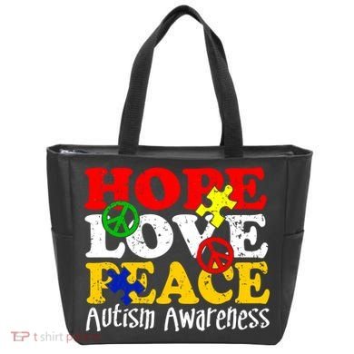 Hope Love Peace Autism Tote Bag