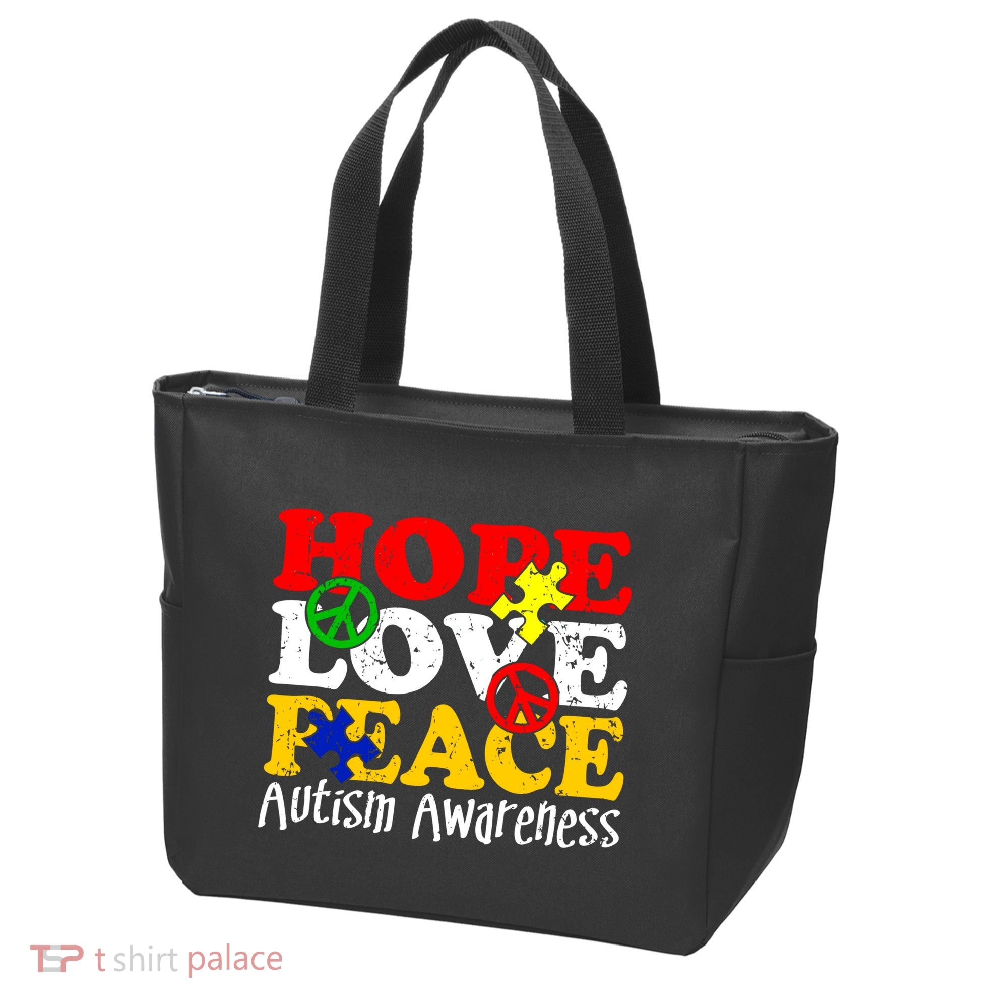 Hope Love Peace Autism Tote Bag