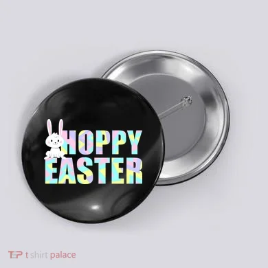 Hoppy Easter Colorful Happy Easter Bunny Button