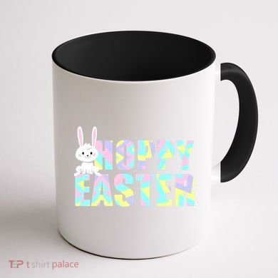 Hoppy Easter Colorful Happy Easter Bunny Coffee Mug back
