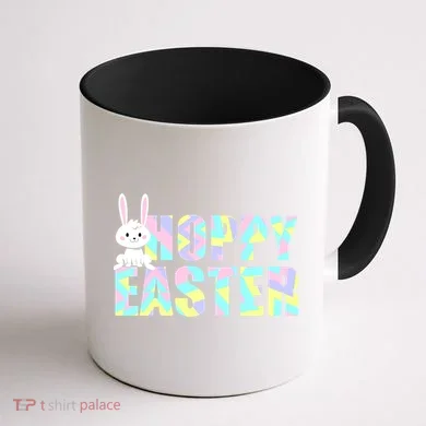 Hoppy Easter Colorful Happy Easter Bunny Coffee Mug back