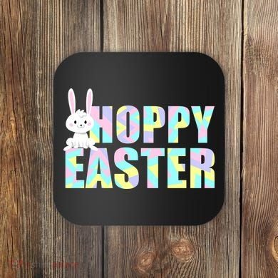 Hoppy Easter Colorful Happy Easter Bunny Coaster