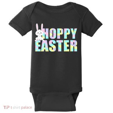 Hoppy Easter Colorful Happy Easter Bunny Baby Bodysuit