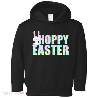 Hoppy Easter Colorful Happy Easter Bunny Toddler Hoodie