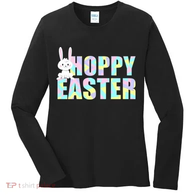 Hoppy Easter Colorful Happy Easter Bunny Women's Long Sleeve Shirt