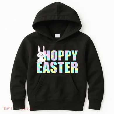 Hoppy Easter Colorful Happy Easter Bunny Kids Hoodie