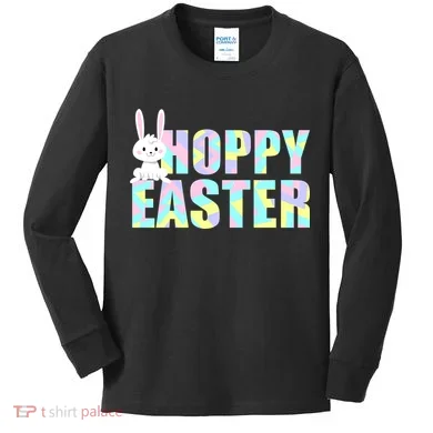 Hoppy Easter Colorful Happy Easter Bunny Kids Long Sleeve Shirt