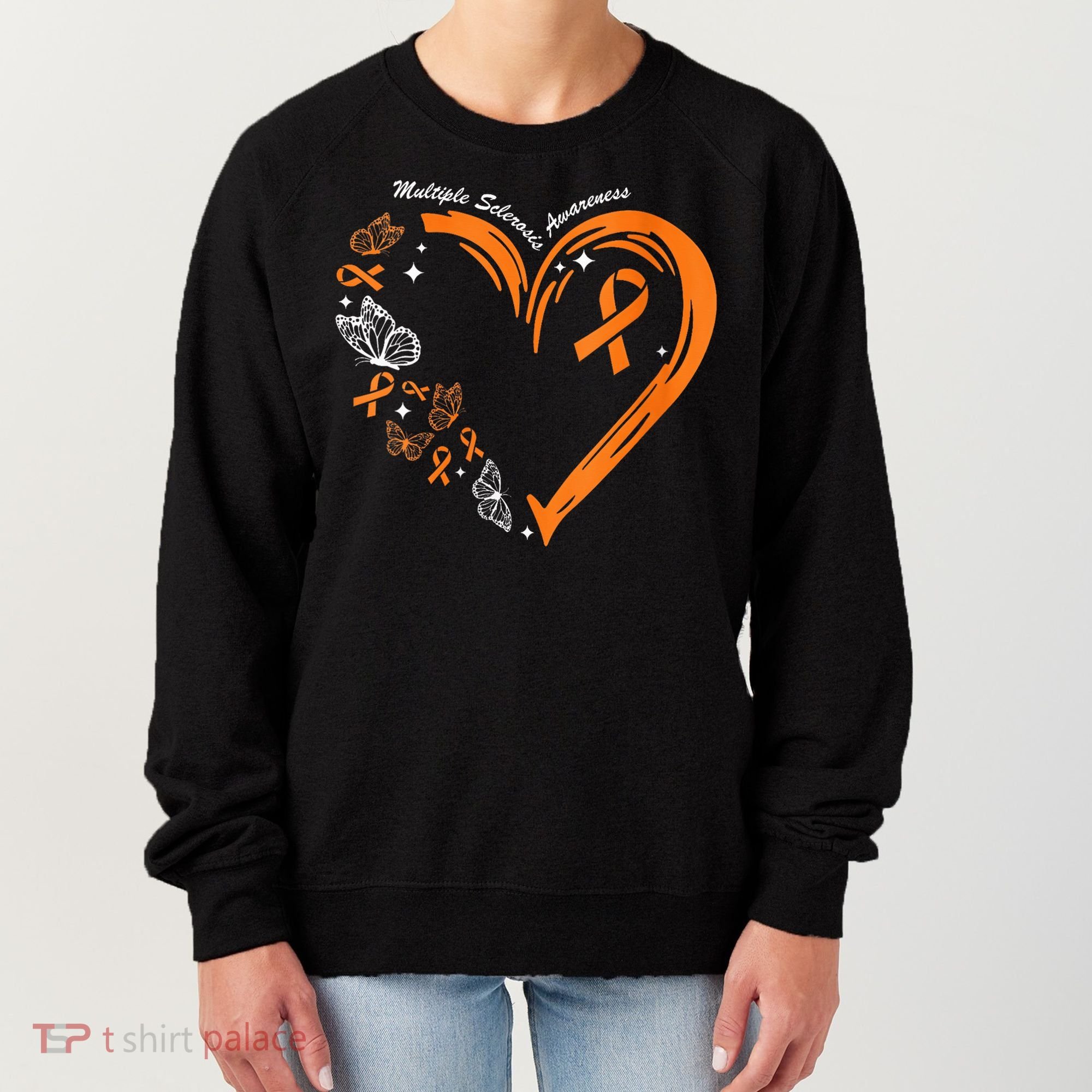 Heart Orange Ribbon Multiple Sclerosis Awareness Women's Sweatshirt