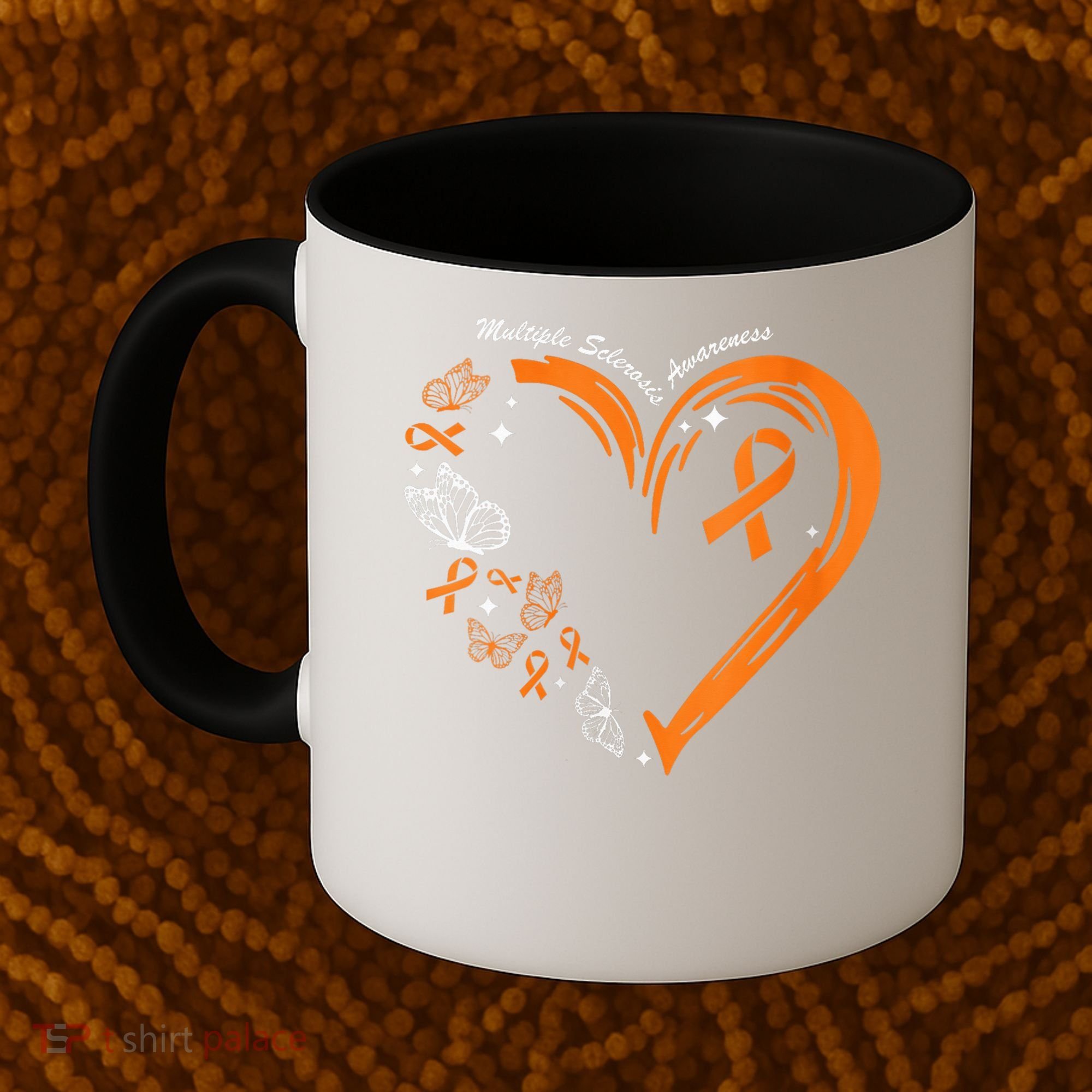 Heart Orange Ribbon Multiple Sclerosis Awareness Coffee Mug