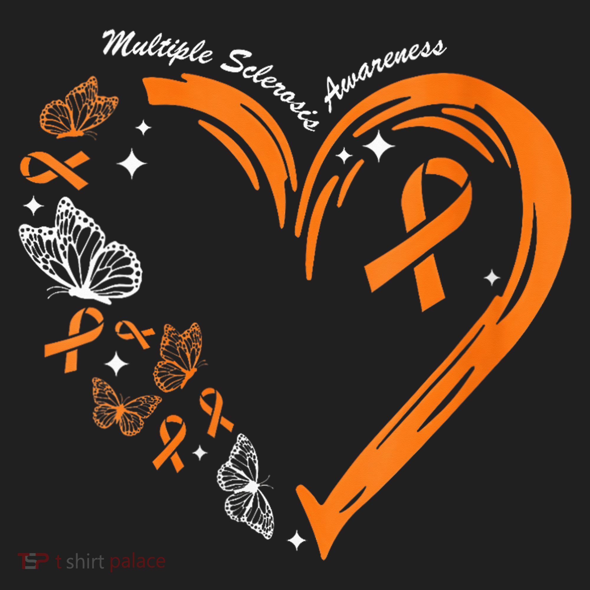 Heart Orange Ribbon Multiple Sclerosis Awareness Beanie
