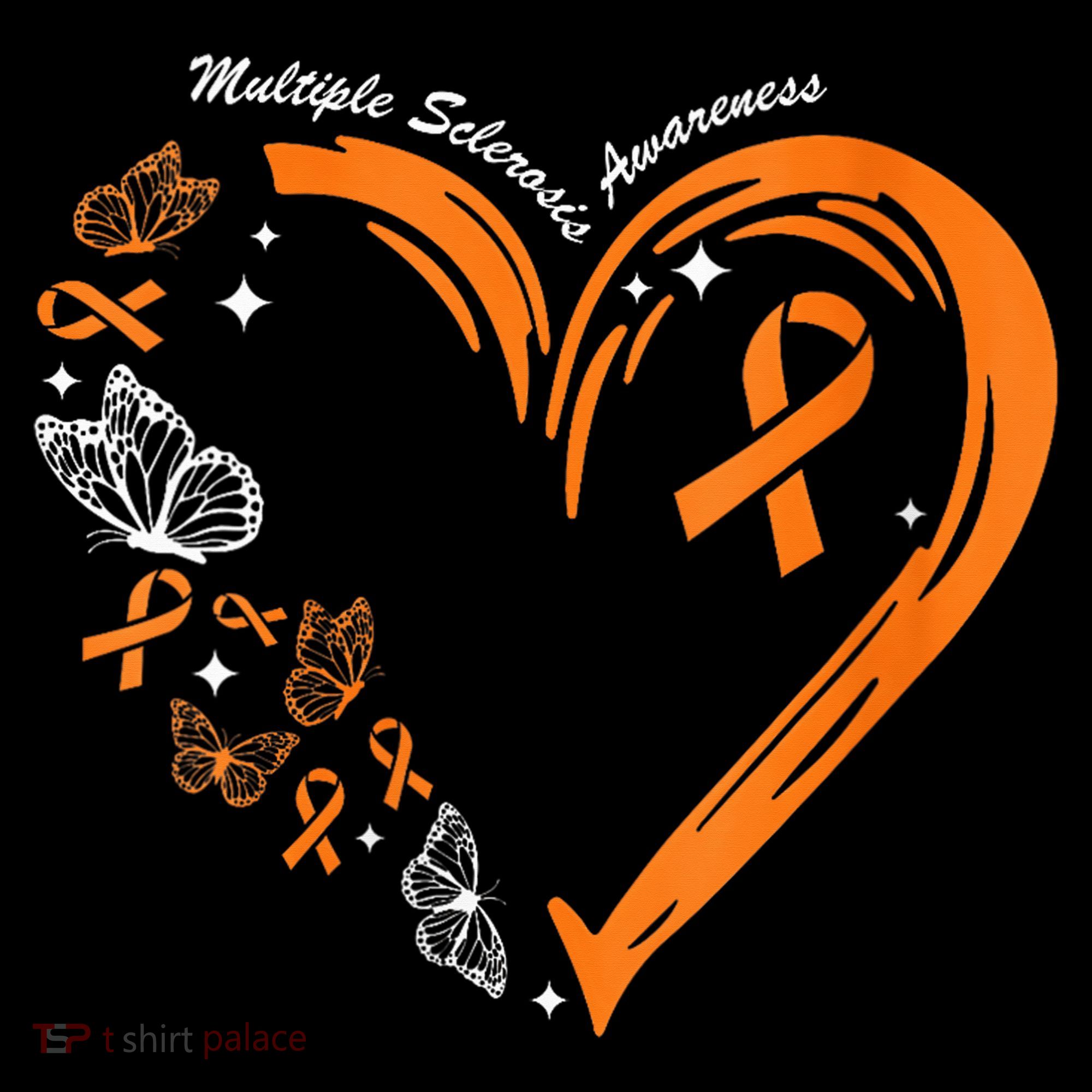 Heart Orange Ribbon Multiple Sclerosis Awareness Women's Hoodie