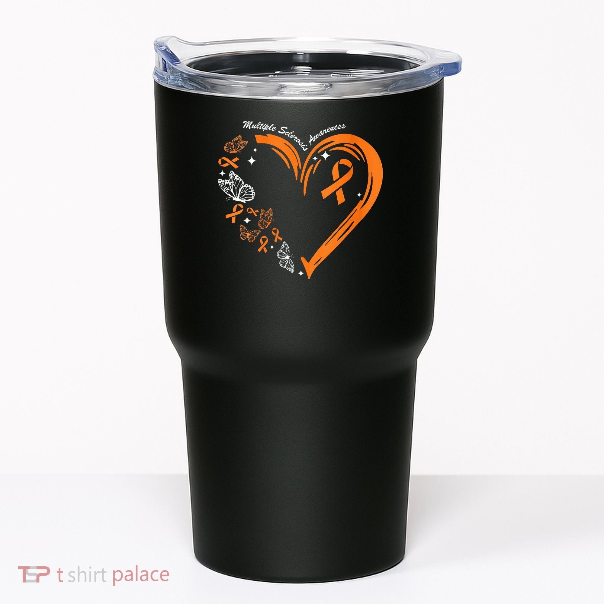 Heart Orange Ribbon Multiple Sclerosis Awareness Tumbler
