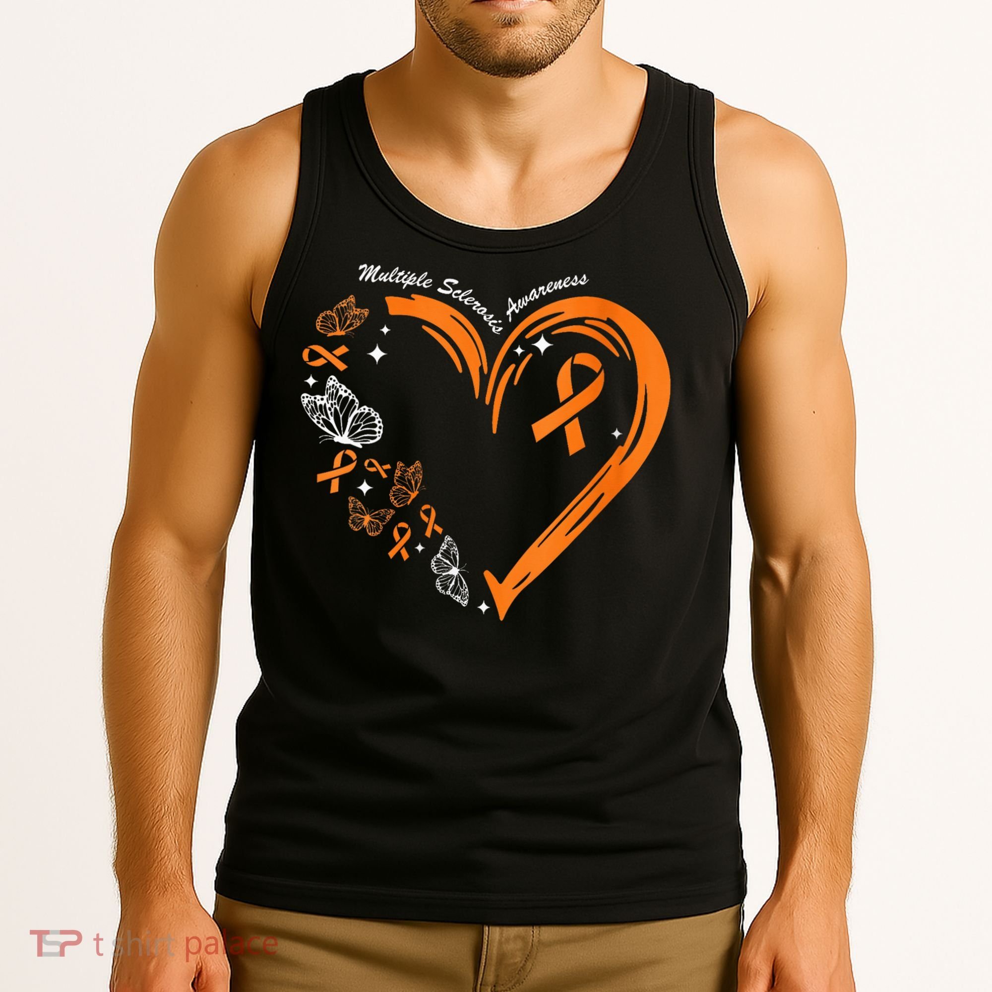 Heart Orange Ribbon Multiple Sclerosis Awareness Tank Top