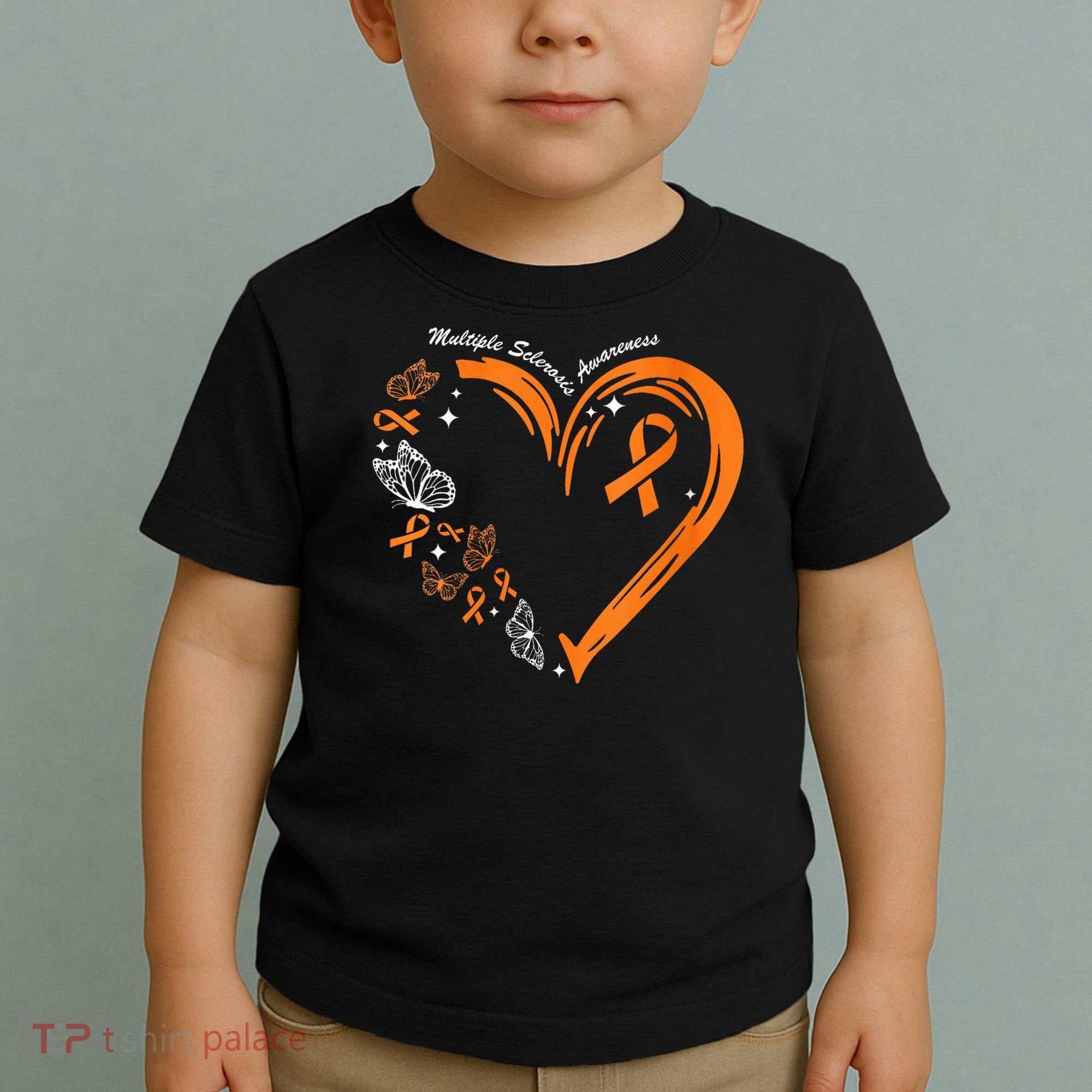 Heart Orange Ribbon Multiple Sclerosis Awareness Toddler T-Shirt