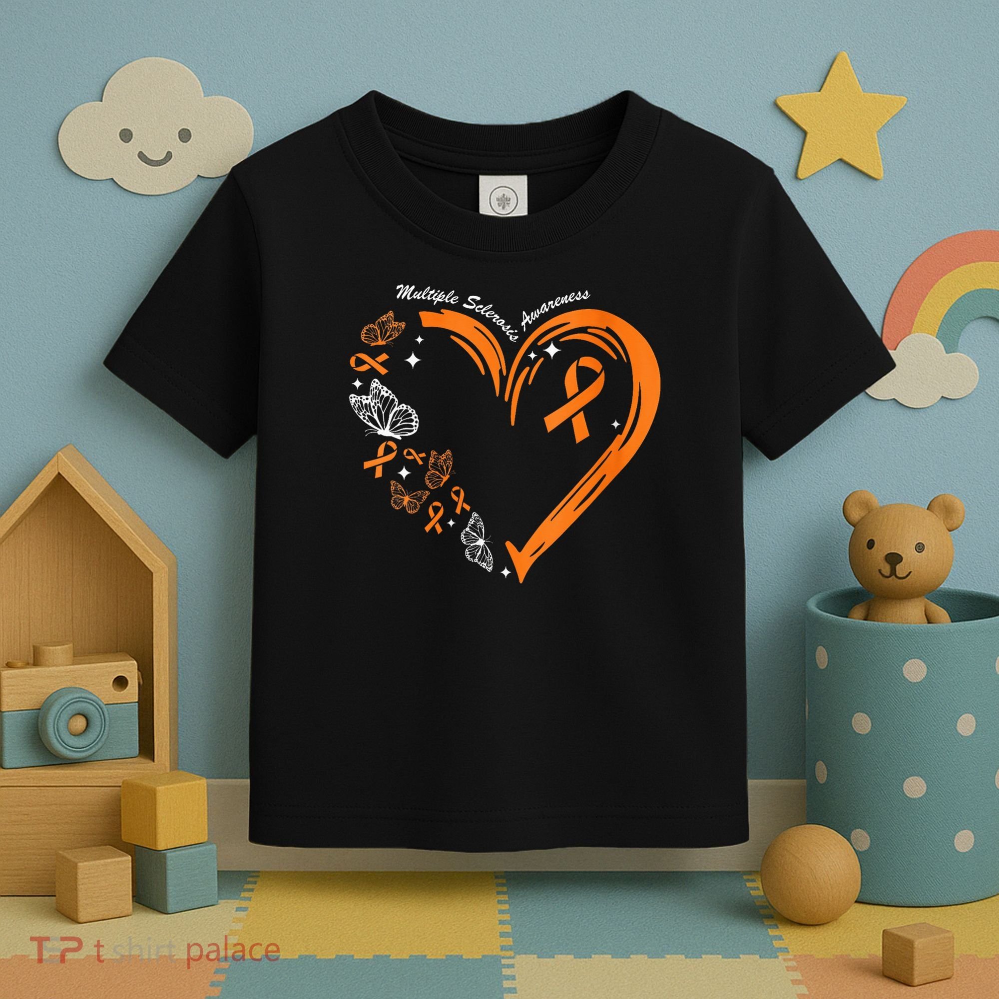 Heart Orange Ribbon Multiple Sclerosis Awareness Toddler T-Shirt