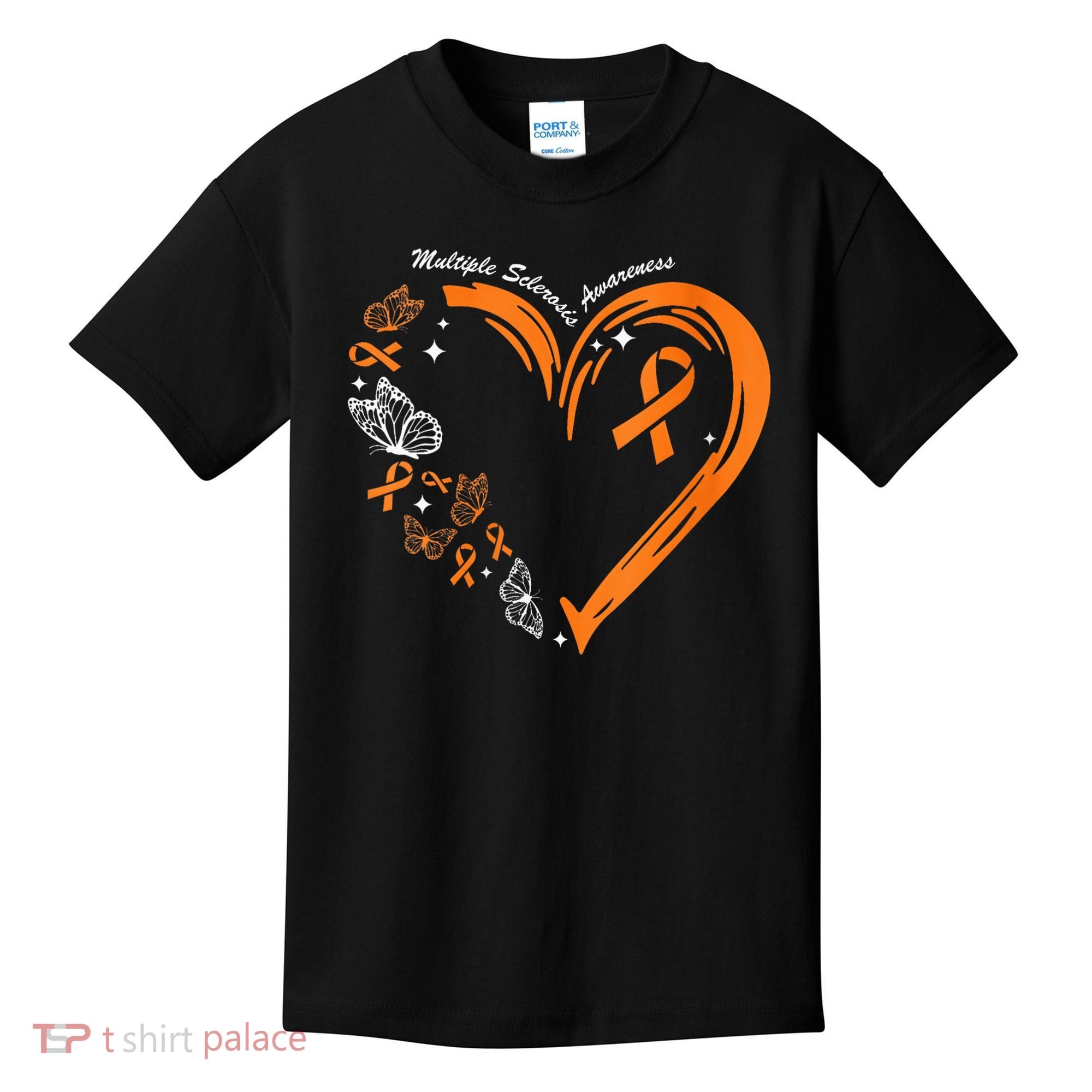 Heart Orange Ribbon Multiple Sclerosis Awareness Kids T-Shirt