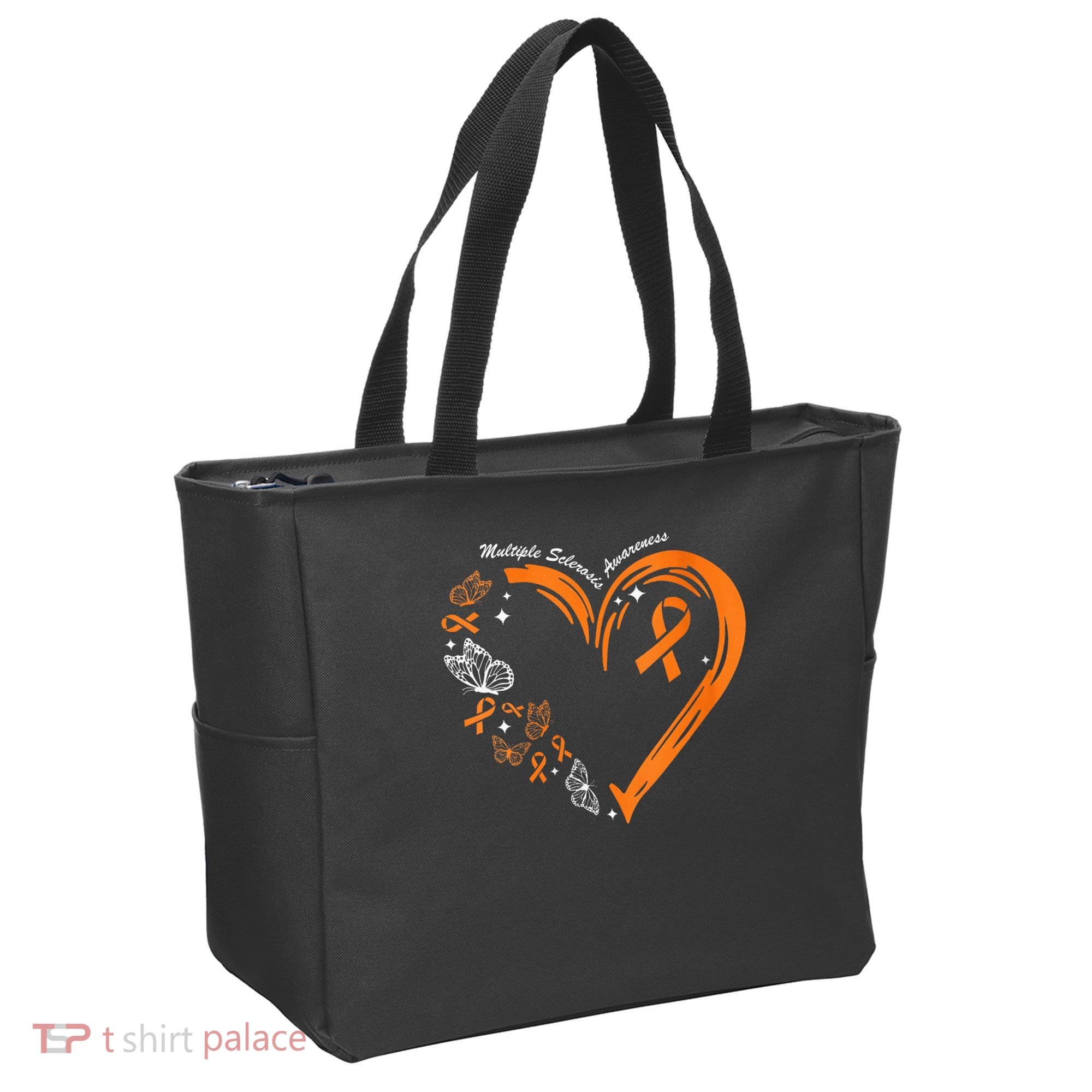 Heart Orange Ribbon Multiple Sclerosis Awareness Tote Bag