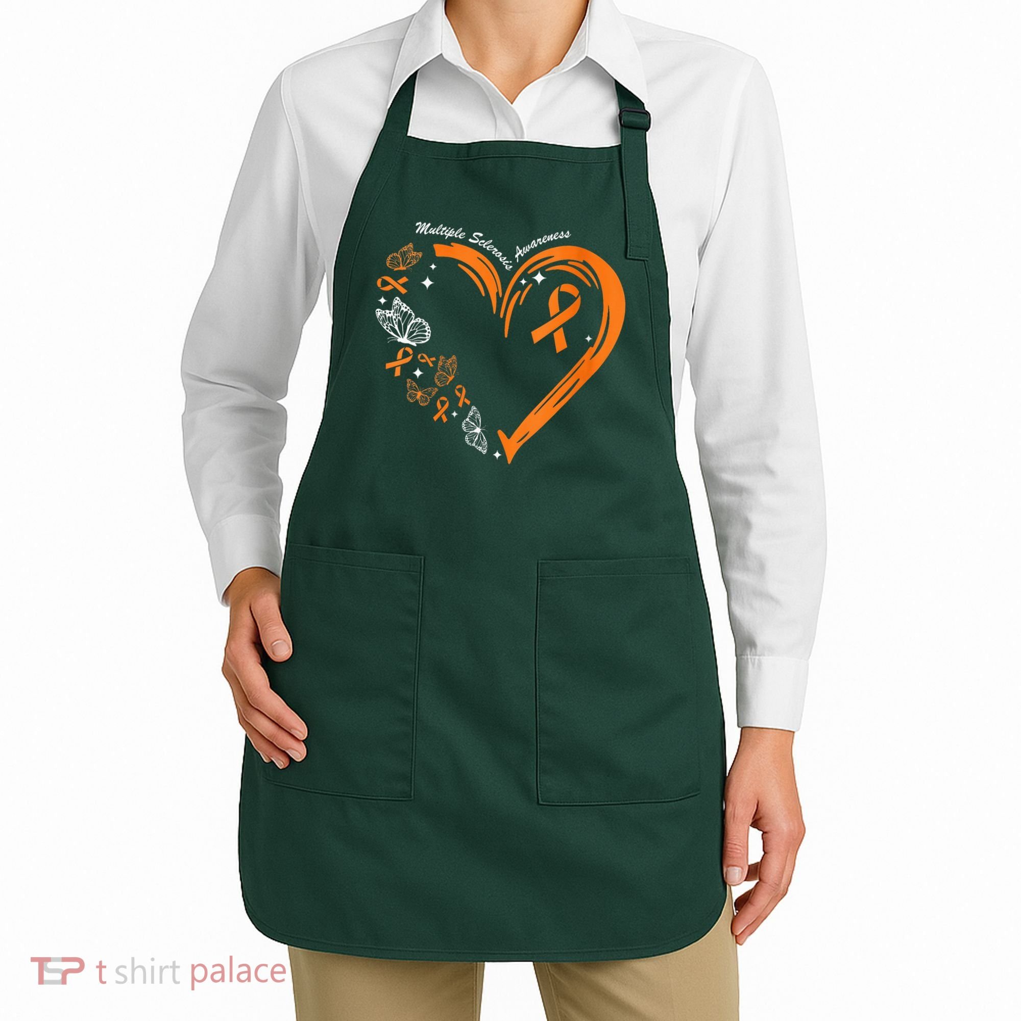 Heart Orange Ribbon Multiple Sclerosis Awareness Apron