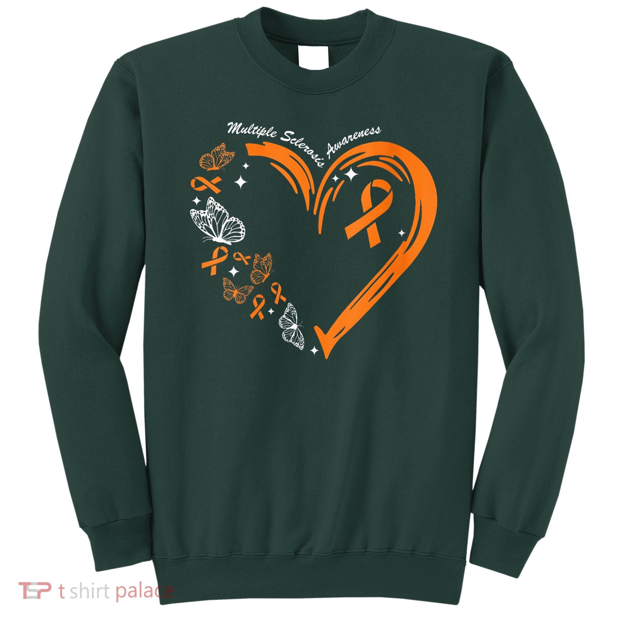 Heart Orange Ribbon Multiple Sclerosis Awareness Sweatshirt