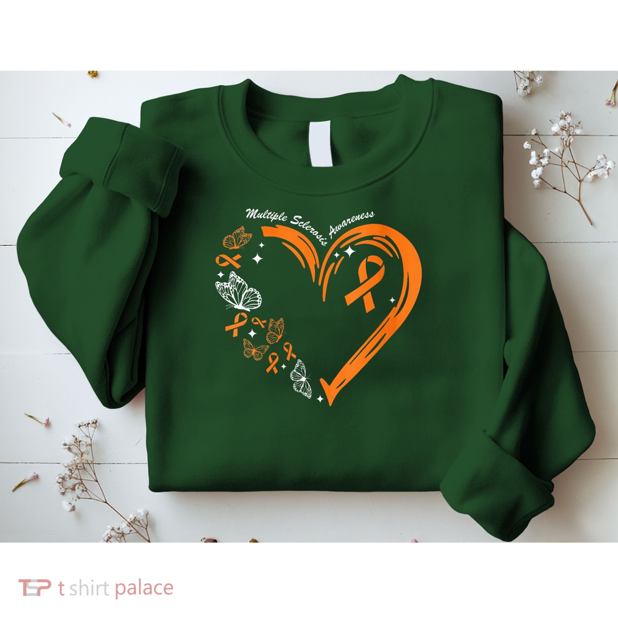 Heart Orange Ribbon Multiple Sclerosis Awareness Sweatshirt