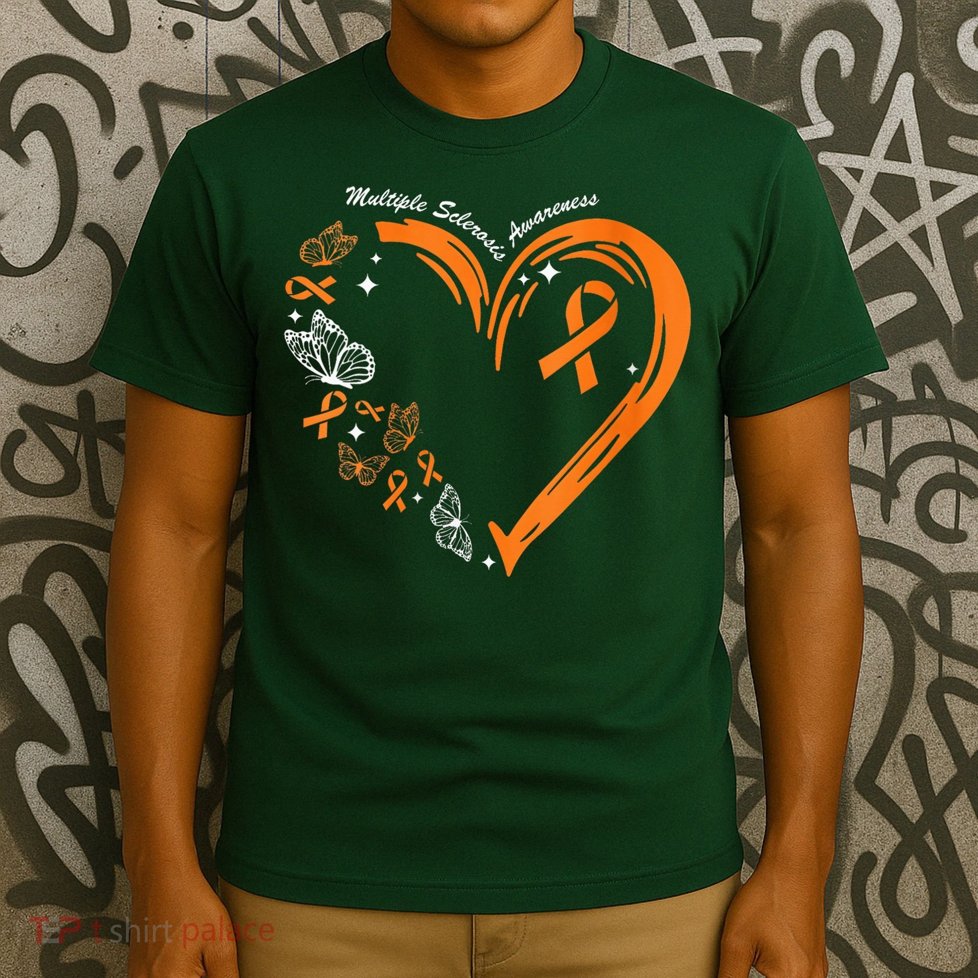 Heart Orange Ribbon Multiple Sclerosis Awareness T-Shirt