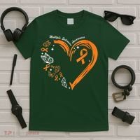 Heart Orange Ribbon Multiple Sclerosis Awareness T-Shirt thumb 5