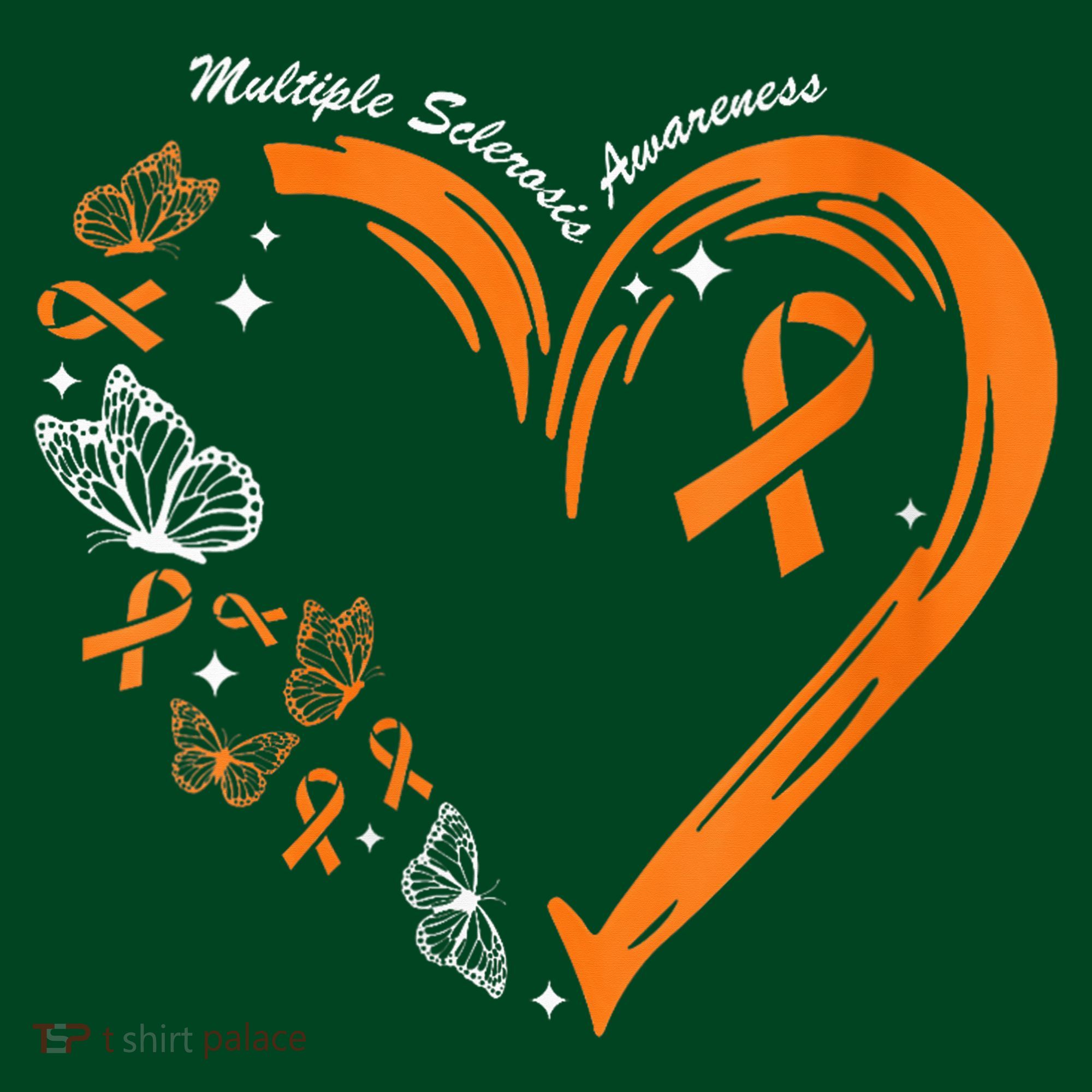 Heart Orange Ribbon Multiple Sclerosis Awareness T-Shirt