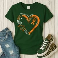 Heart Orange Ribbon Multiple Sclerosis Awareness Women's T-Shirt thumb 3