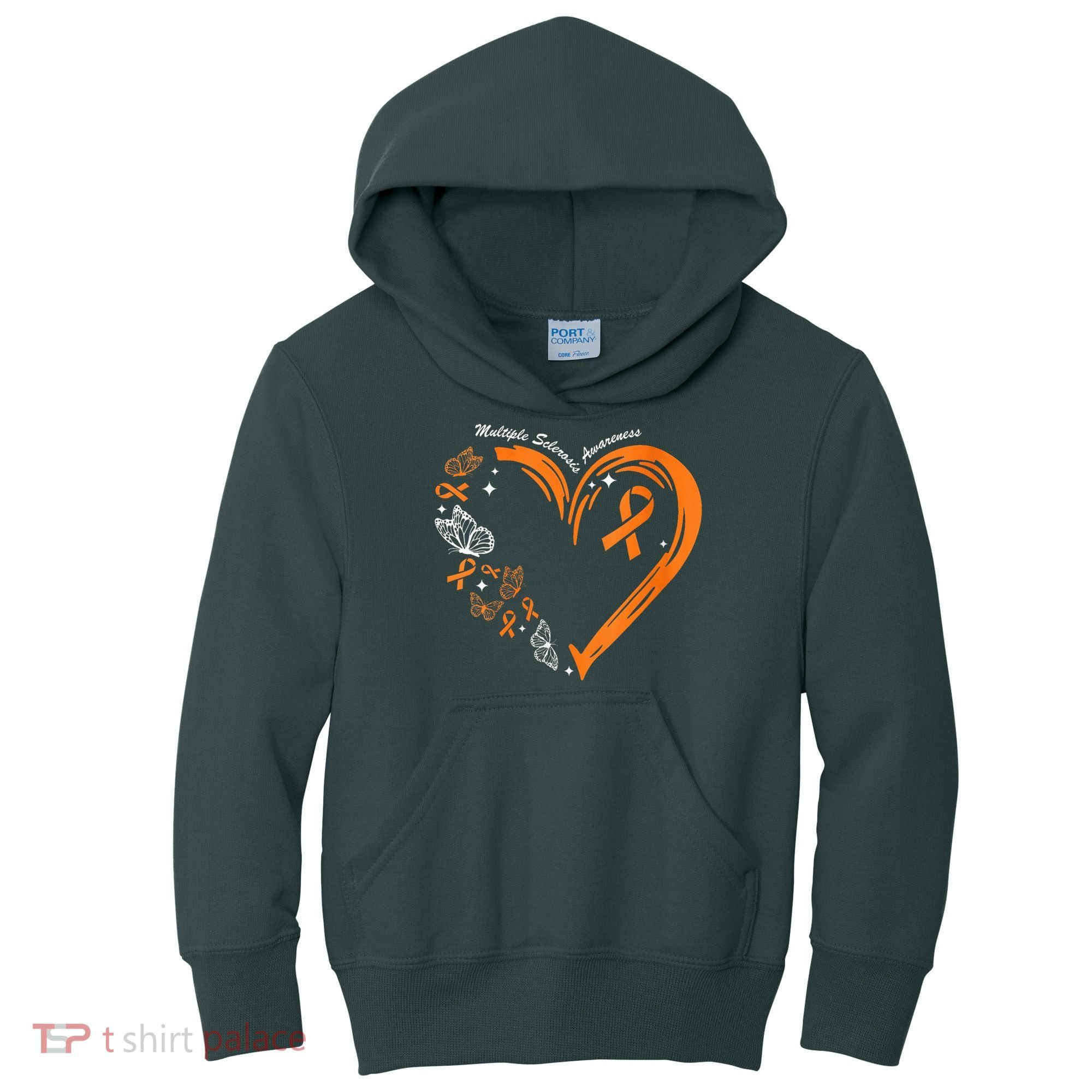 Heart Orange Ribbon Multiple Sclerosis Awareness Kids Hoodie