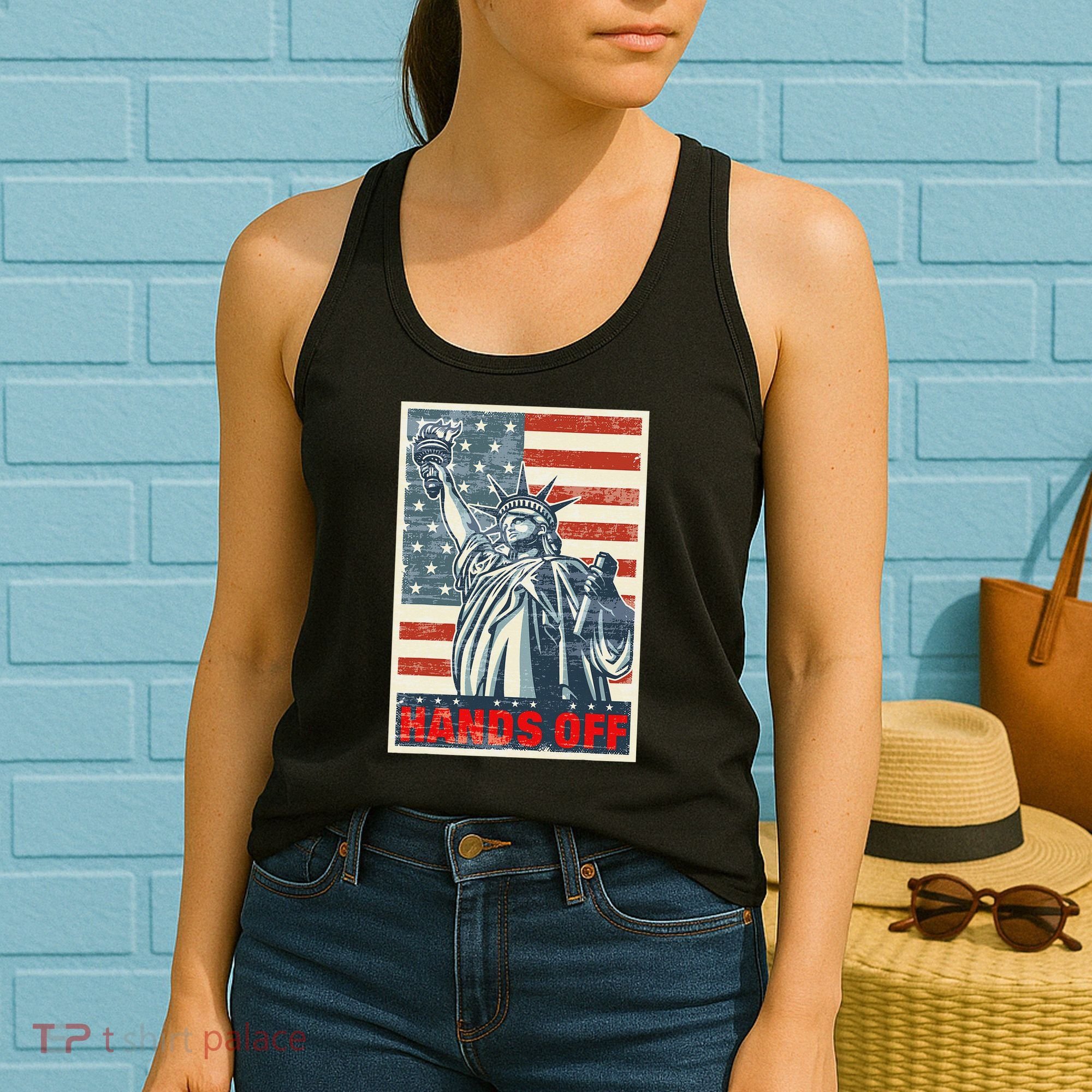 Hands Off Resist Resistance Save Democracy  Social Security Women's Tank Top