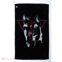 Horse And Dog Heartbeat Golf Towel thumb 0