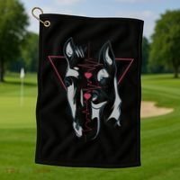 Horse And Dog Heartbeat Golf Towel thumb 1