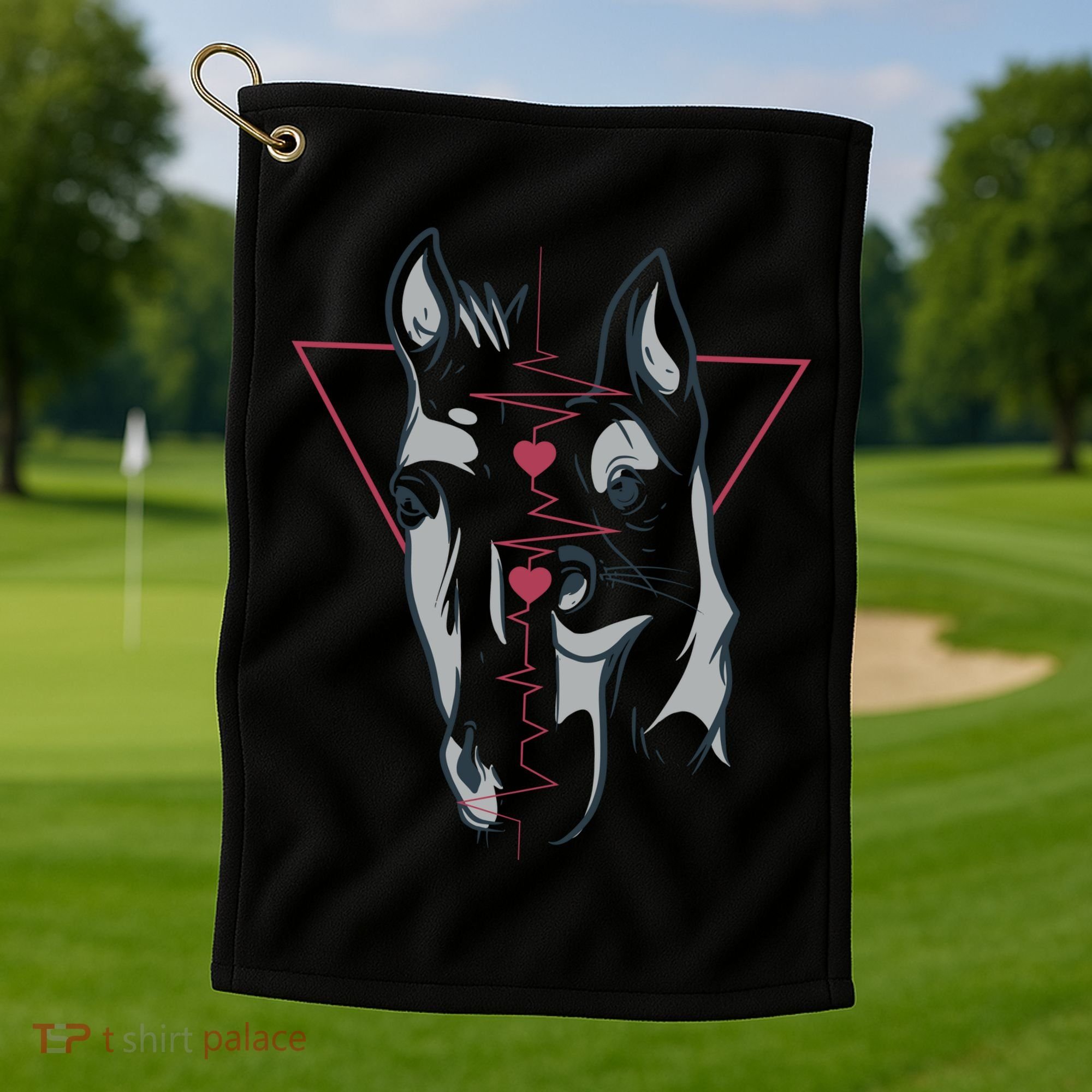 Horse And Dog Heartbeat Golf Towel
