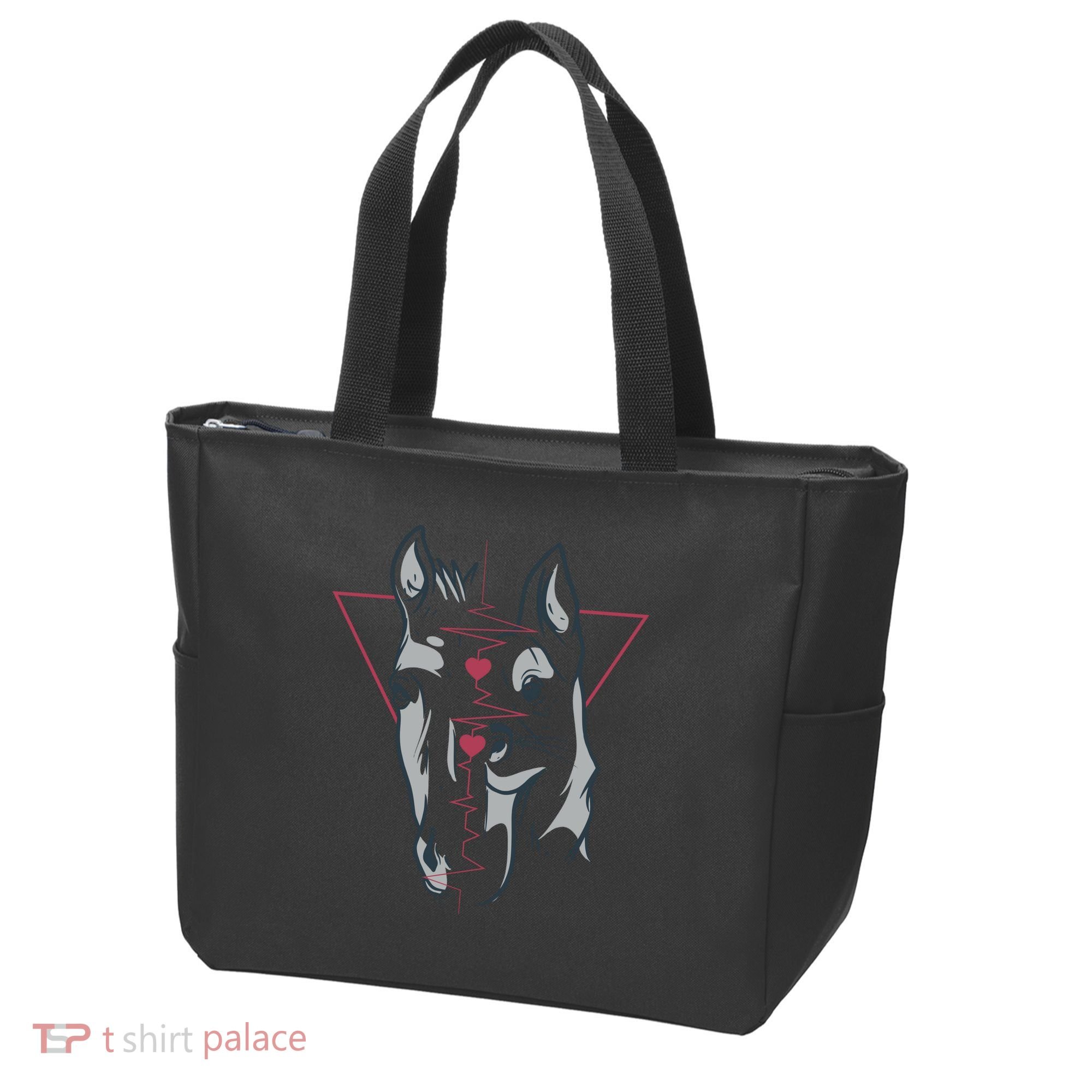 Horse And Dog Heartbeat Tote Bag
