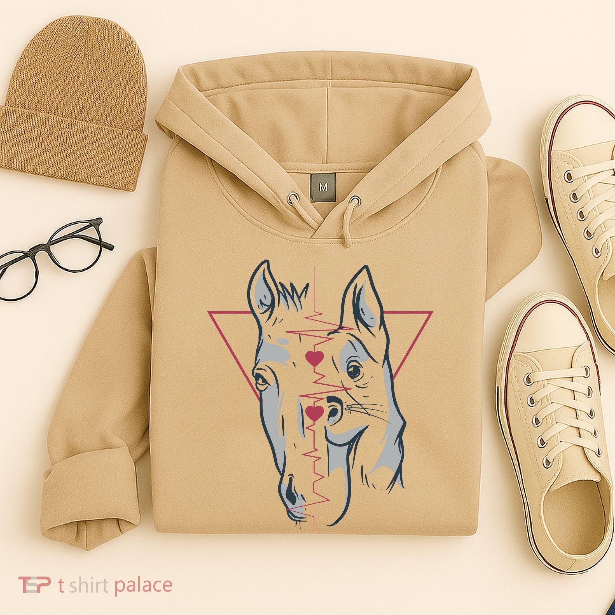 Horse And Dog Heartbeat Hoodie