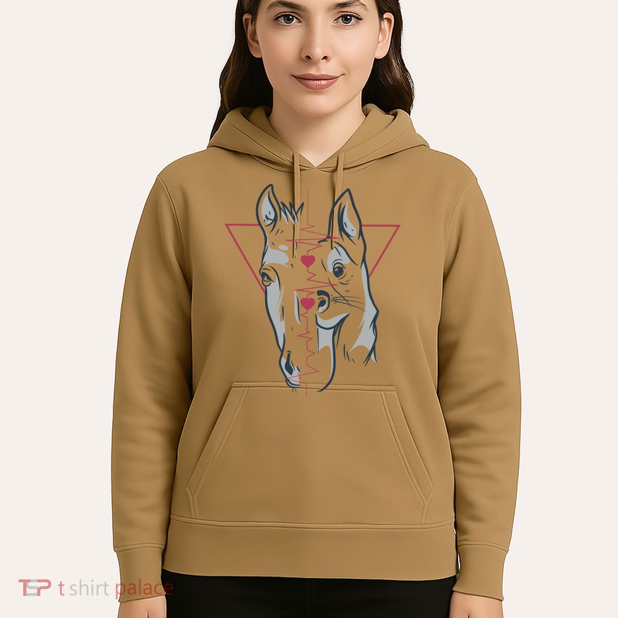 Horse And Dog Heartbeat Hoodie