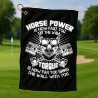 Horse Power Torque Skull Golf Towel thumb 1