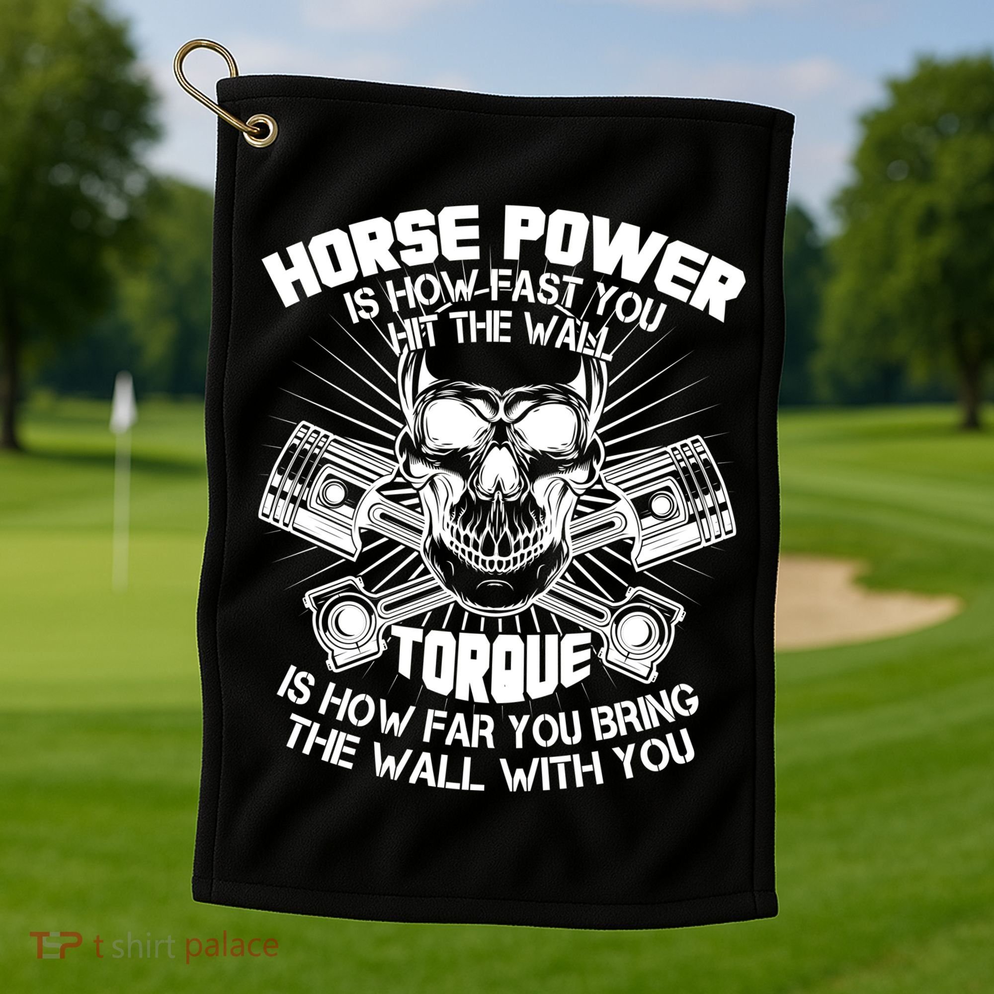 Horse Power Torque Skull Golf Towel