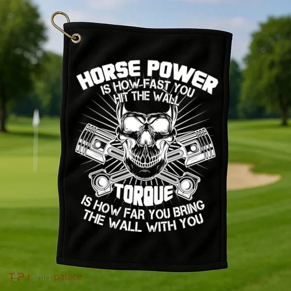 Horse Power Torque Skull Golf Towel