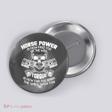 Horse Power Torque Skull Button