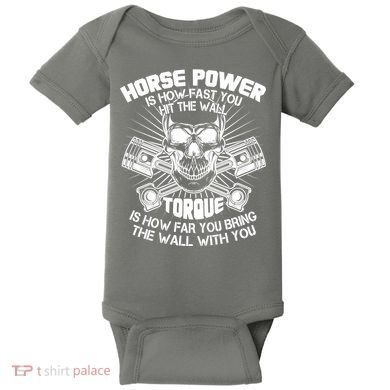 Horse Power Torque Skull Baby Bodysuit