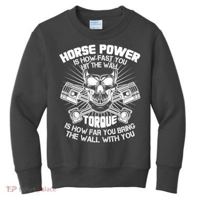 Horse Power Torque Skull Kids Sweatshirt